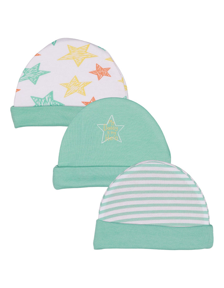 Baby Caps Night Stars Theme Unisex- Pack of 3 - Small