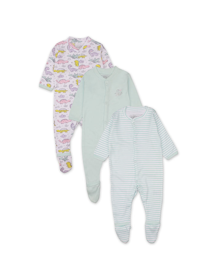 Sleep Suit Set with Dino World Theme Unisex- Pack of 3