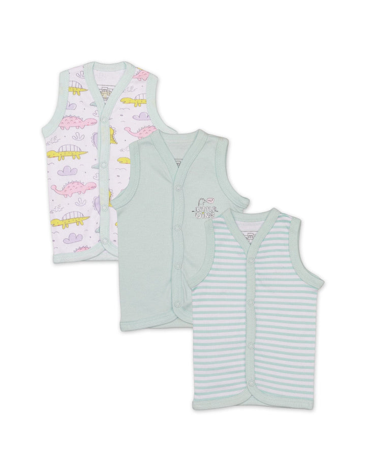 Vests with Dino World Theme for Unisex- Pack of 3