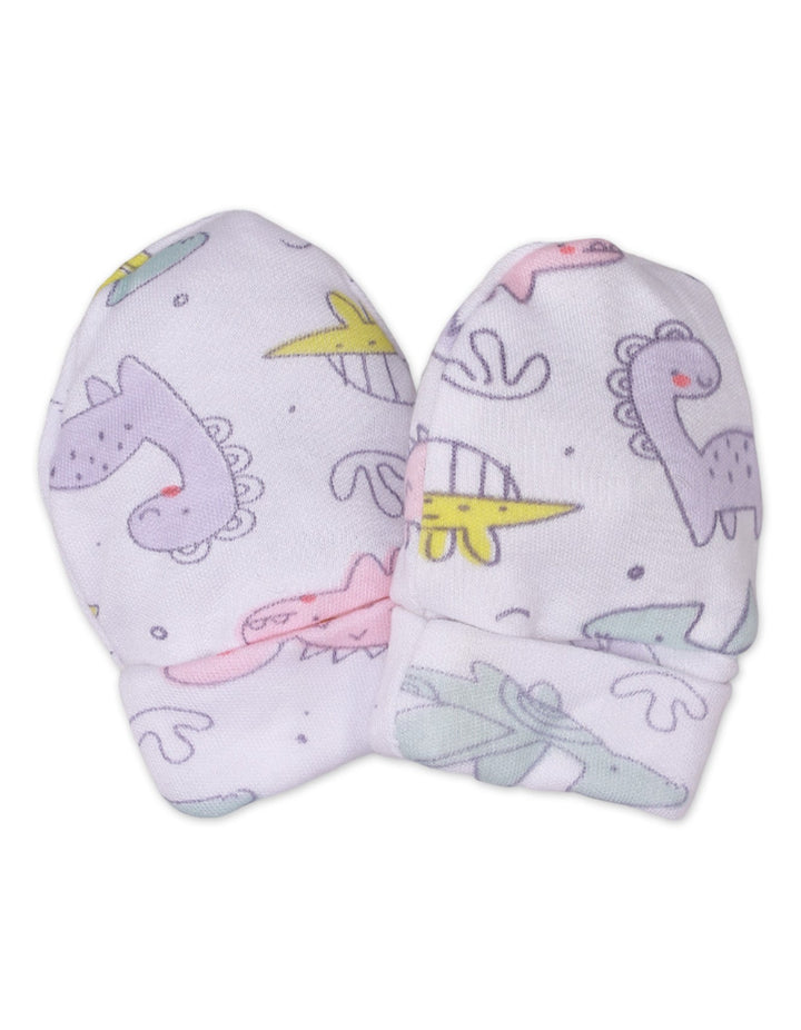 Zubaida's Cap, Mitten & Booties Set Dino World Theme Unisex