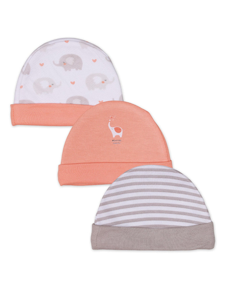 Baby Caps Elephant Theme Unisex- Pack of 3