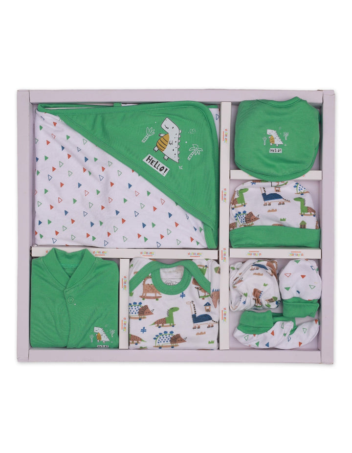 Zubaida's New Born Gift Set 8Pcs Green Dino Theme for Boys