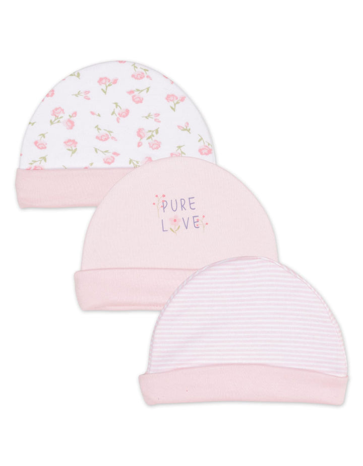 Zubaida's Caps Pack of 3 (Small) - Pink Floral Theme - Zubaidas Official™