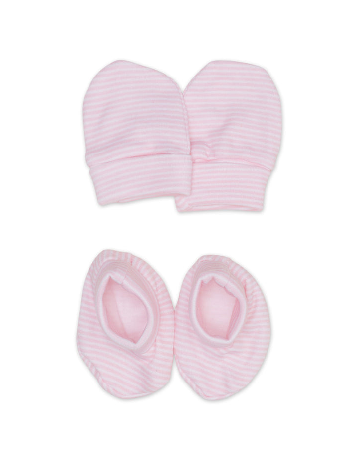 Zubaida's Mittens & Booties Set Striped - Pink Floral Theme - Zubaidas Official™