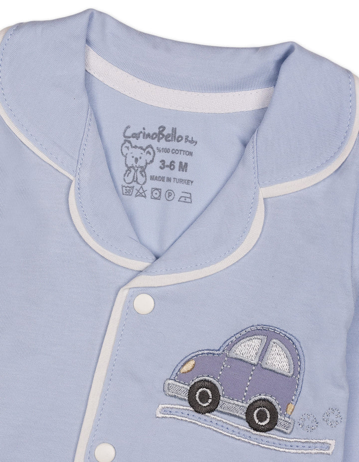 Baby Boys Night Suit 2 Pcs Embroidered Car Light Blue at Zubaidas Official Pakistan