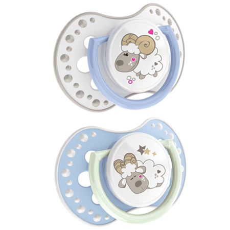 Lovi Silicone Dynamic Soother 0-3m 2 pcs Night&Day Boy Lamb - 22/809