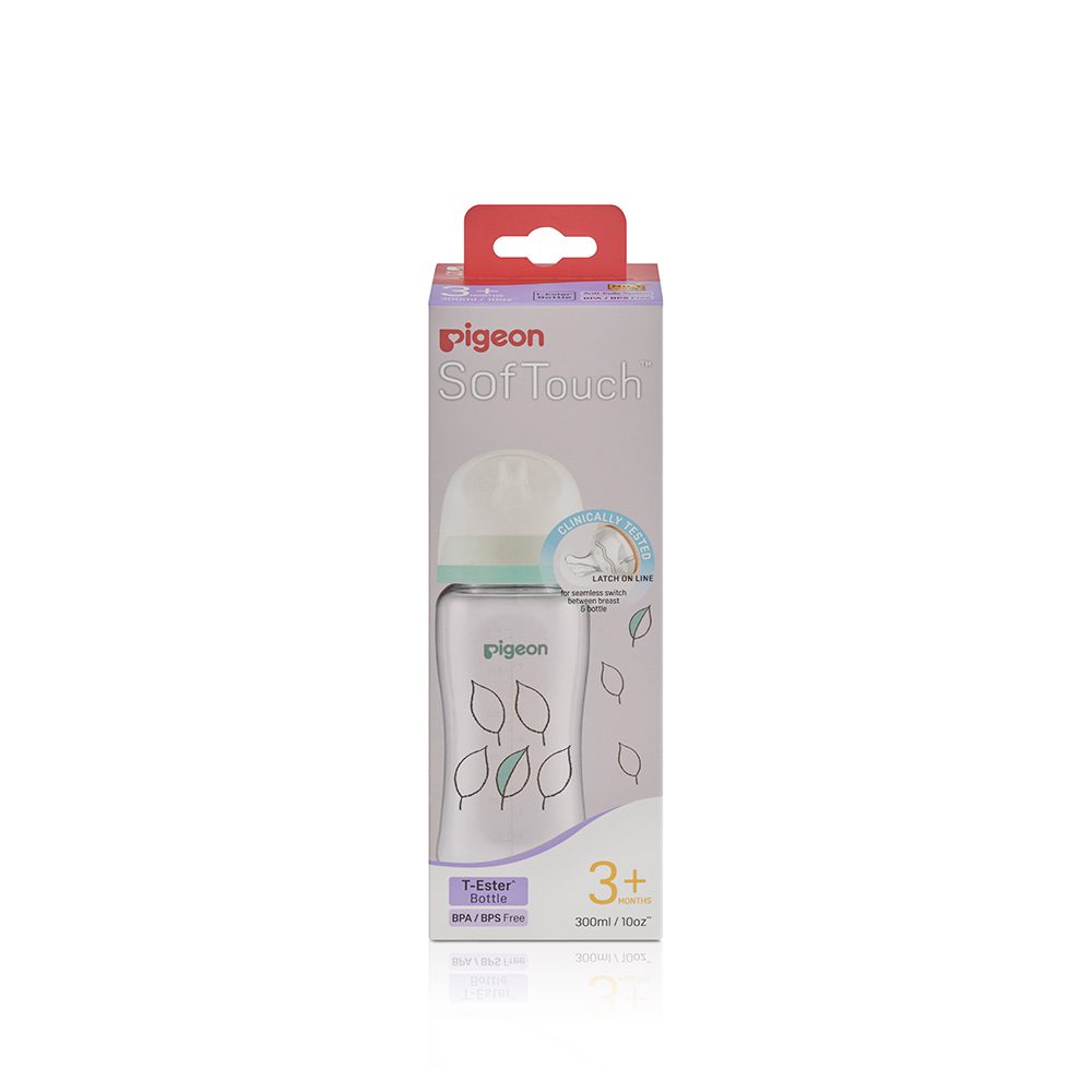 Pigeon Softouch Wide Neck Feeder T-Ester 300ml Leaf - A79451