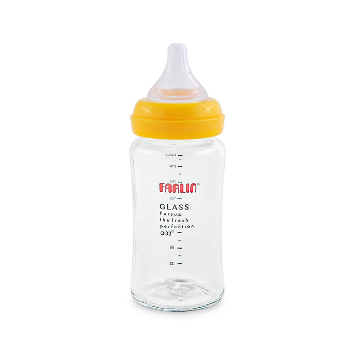 Zubaida's Farlin Glass Wide Neck Feeder 240Ml Yellow - AB-32008