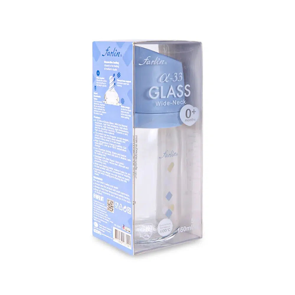 Zubaida's Farlin Glass Wide Neck Feeder Blue 160Ml - AB-32009