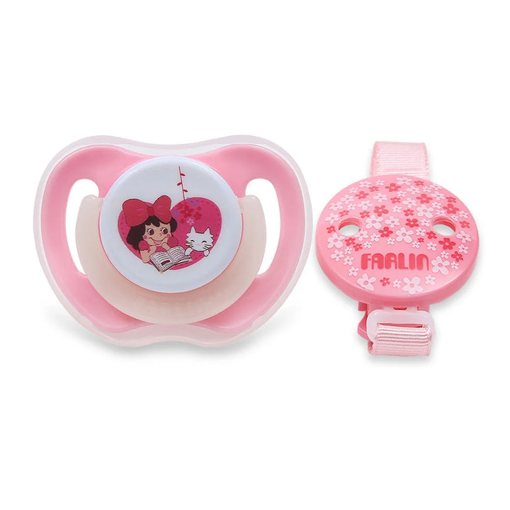 Farlin Newborn Glow-in-Dark Pacifier N Chain - Pink - BA-20008