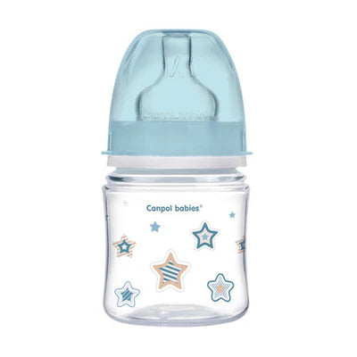 Canpol Babies 120 Ml Wide Neck Anticolic Bottle Easystart - Newborn Baby Blue Stars - 35/216