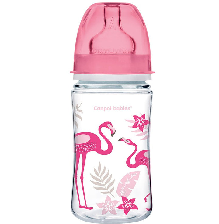 Canpol babies wide anti-colic bottle 240ml PP EasyStart JUNGLE coral - 35/227