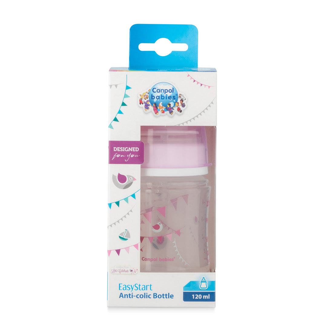 Zubaida's Canpol Babies Easy Start Anti-colic Wide Neck Bottle 120 ml PP LET'S CELEBRATE pink - 35/228