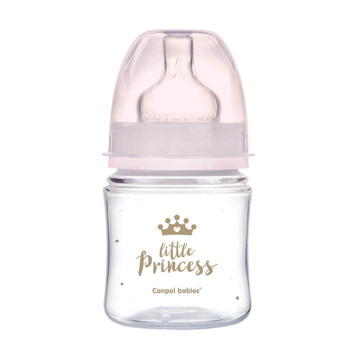 Canpol babies Anti-colic Wide Neck Bottle 120ml PP Easy Start ROYAL BABY Pink - 35/233