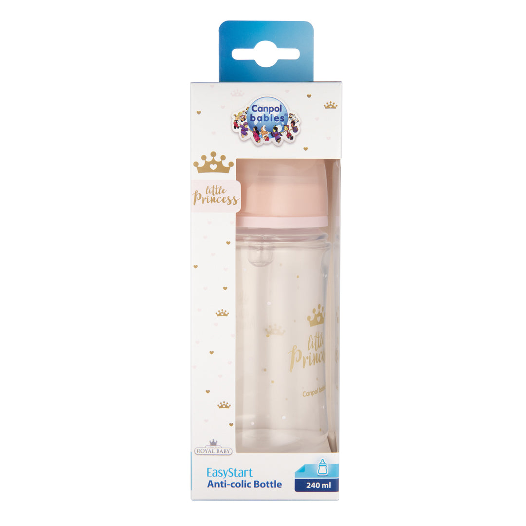 Canpol babies Anti-colic Wide Neck Bottle 240ml PP Easy Start ROYAL BABY pink - 35/234