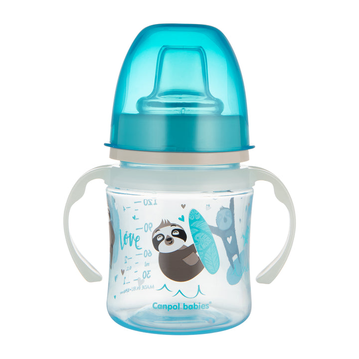 Canpol babies Training Cup with Glowing Handles PP EasyStart 120ml Exotic Animals Blue - 35/207