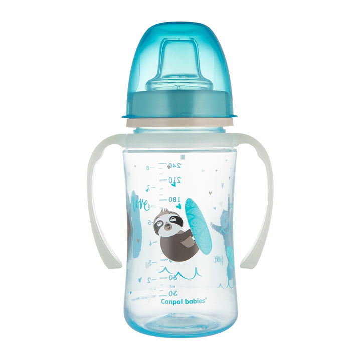 Canpol babies Training Cup with Glowing Handles PP EasyStart 240ml Exotic Animals Blue - 35/208