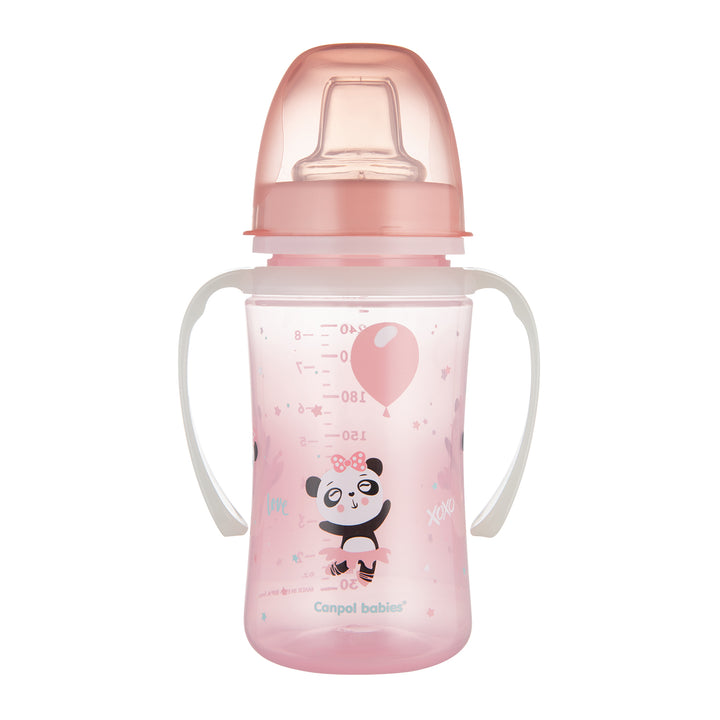 Canpol babies Training Cup with Glowing Handles PP EasyStart 240ml Exotic Animals Pink - 35/208