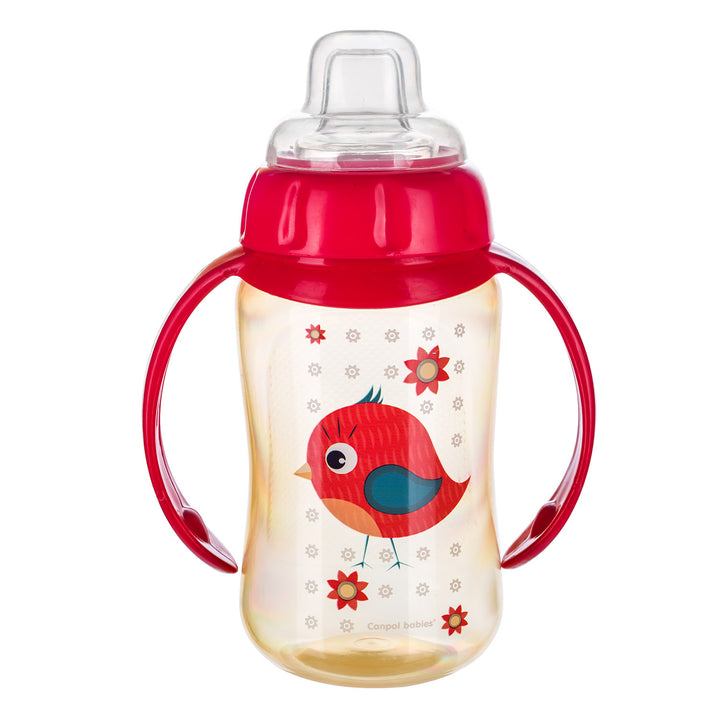 Canpol Babies Training Cup Silicon Spout 320ml CUTE ANIMALS Red - 56/512