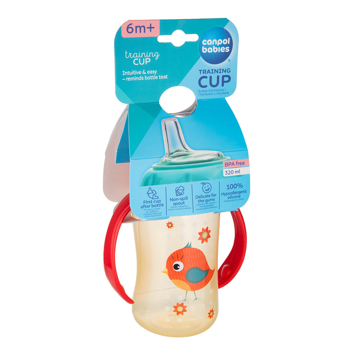 Canpol Babies Training Cup Silicon Spout 320ml CUTE ANIMALS Red - 56/512