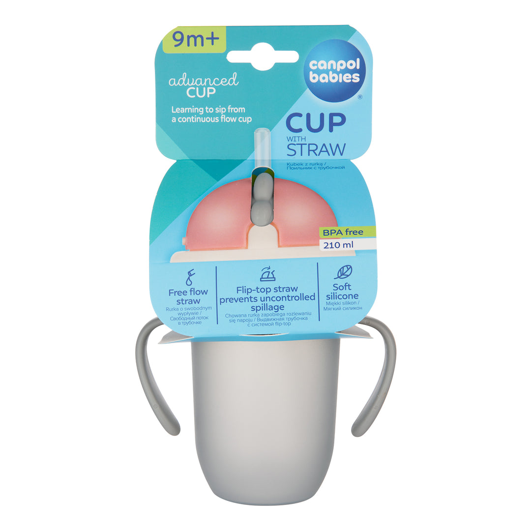 Canpol Babies Cup with Silicone Flip-top Straw 210ml MATTE PASTELS - 56/522