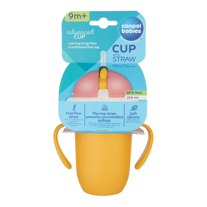 Canpol Babies Cup with Silicone Flip-top Straw 210ml MATTE PASTELS - 56/522