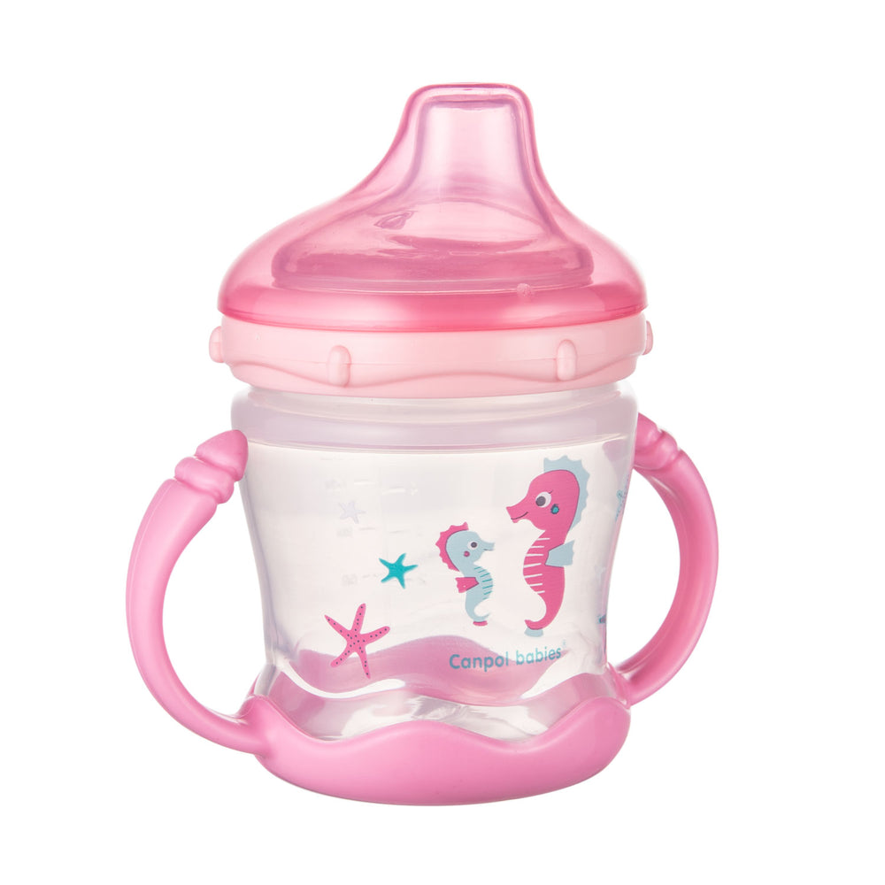 Zubaida's Canpol Babies Non-spill Cup Silicon Spout 180ml LOVE&SEA Pink - 57/300 - Zubaidas Official™