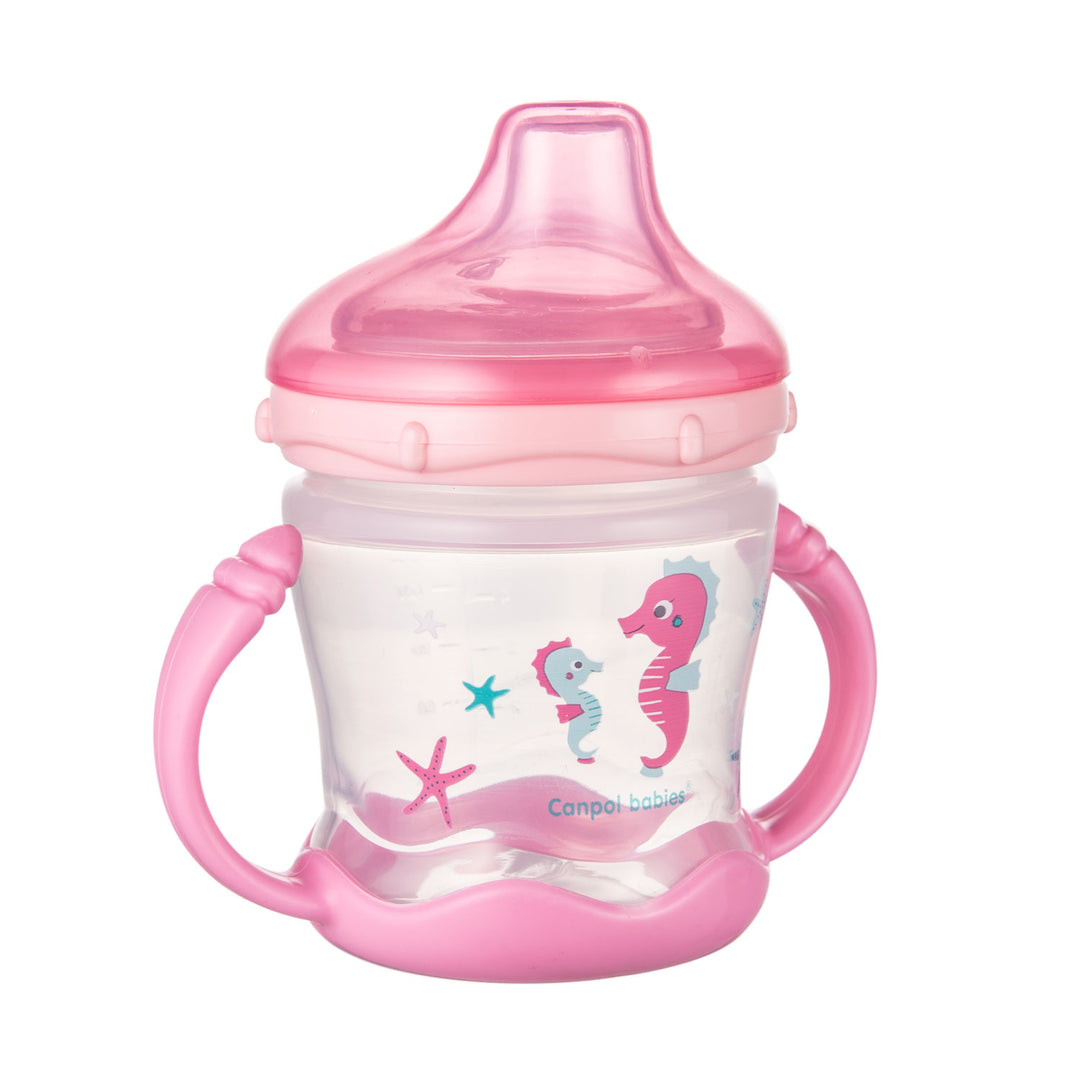 Zubaida's Canpol Babies Non-spill Cup Silicon Spout 180ml LOVE&SEA Pink - 57/300 - Zubaidas Official™