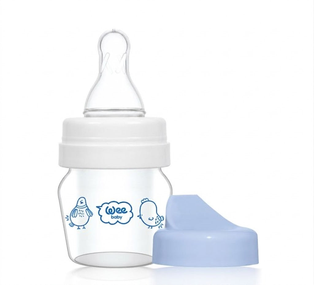 Wee Baby 2-in-1 Mini Glass Training Cup Set 30ml 0-6m Blue at Zubaidas
