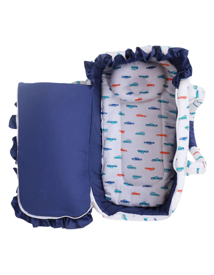 Carry Crib Navy Blue & White - Cars