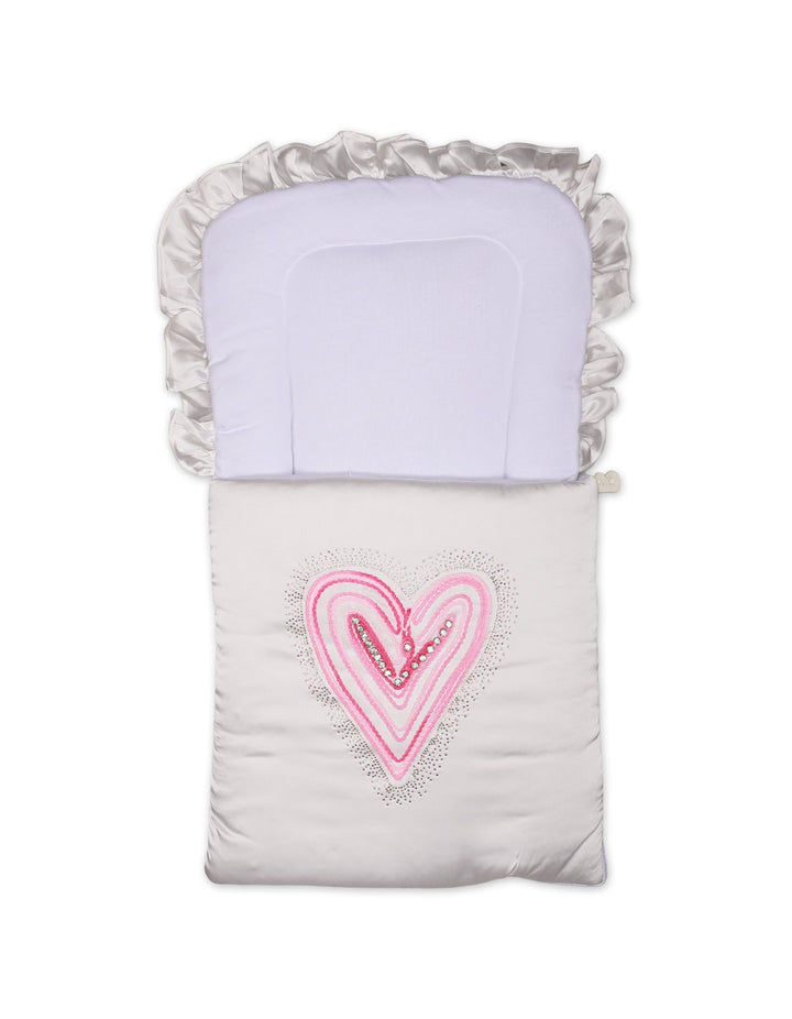 Carry Nest Frill White Pink Heart