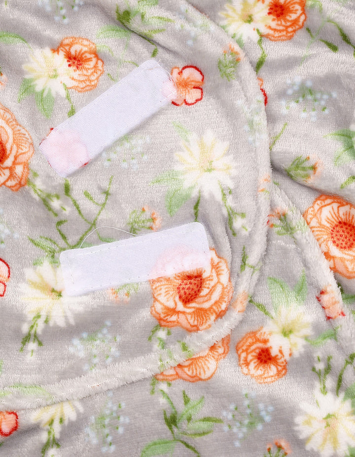 Newborn Plush Swaddle Wrap with Velcro Closure Orange Flowers at Zubaidas Online Pakistan