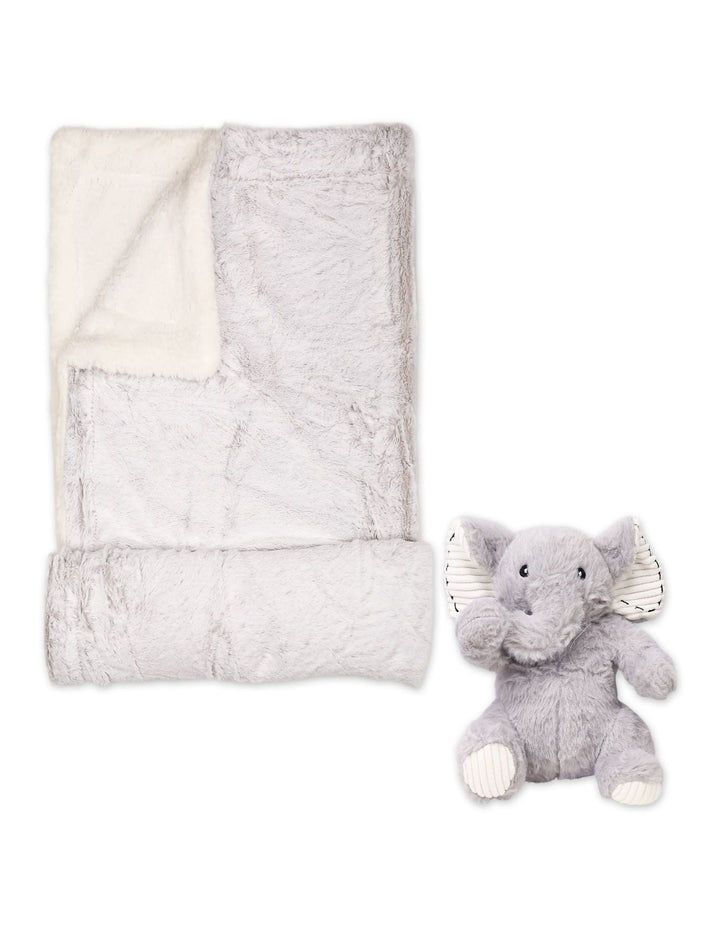 Baby Blanket with Stuff Toy Elephant Grey at Zubaidas