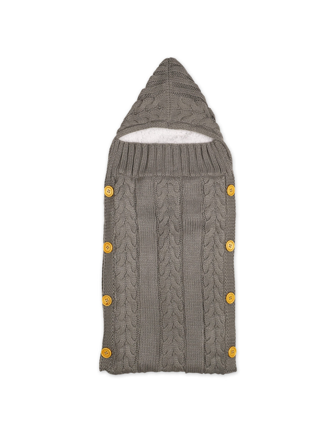 Newborn Hooded Woolen Carry Nest Cable Knit Pattern Grey at Zubaidas