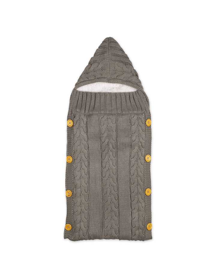 Newborn Hooded Woolen Carry Nest Cable Knit Pattern Grey at Zubaidas