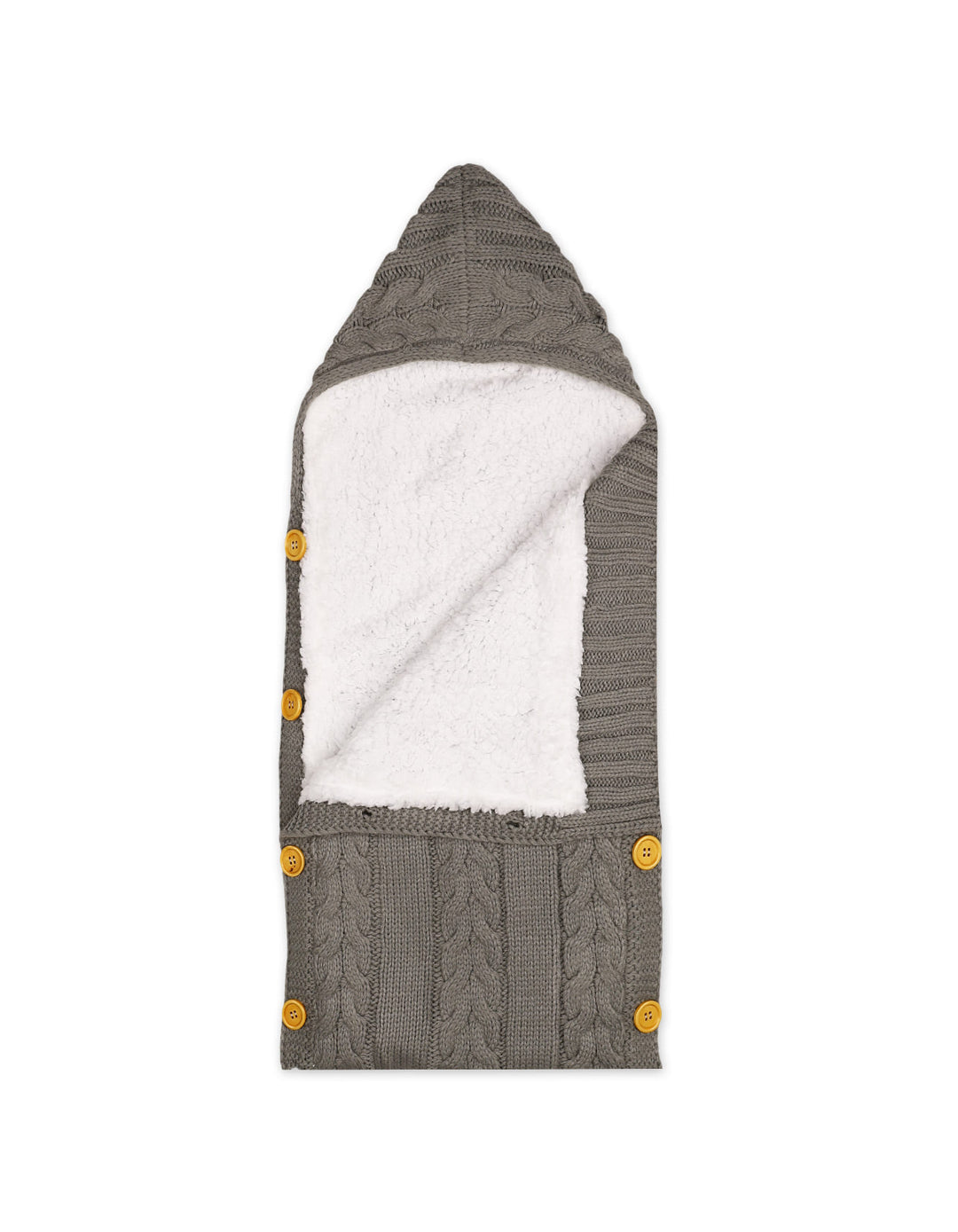 Newborn Hooded Woolen Carry Nest Cable Knit Pattern Grey at Zubaidas