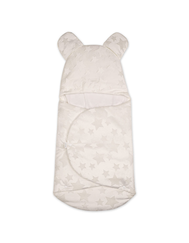 Newborn Hooded Swaddle Wrap Stars Off White at Zubaidas