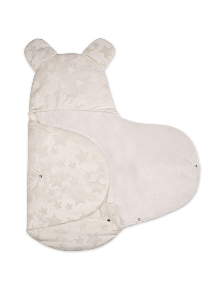 Newborn Hooded Swaddle Wrap Stars Off White at Zubaidas Online Pakistan