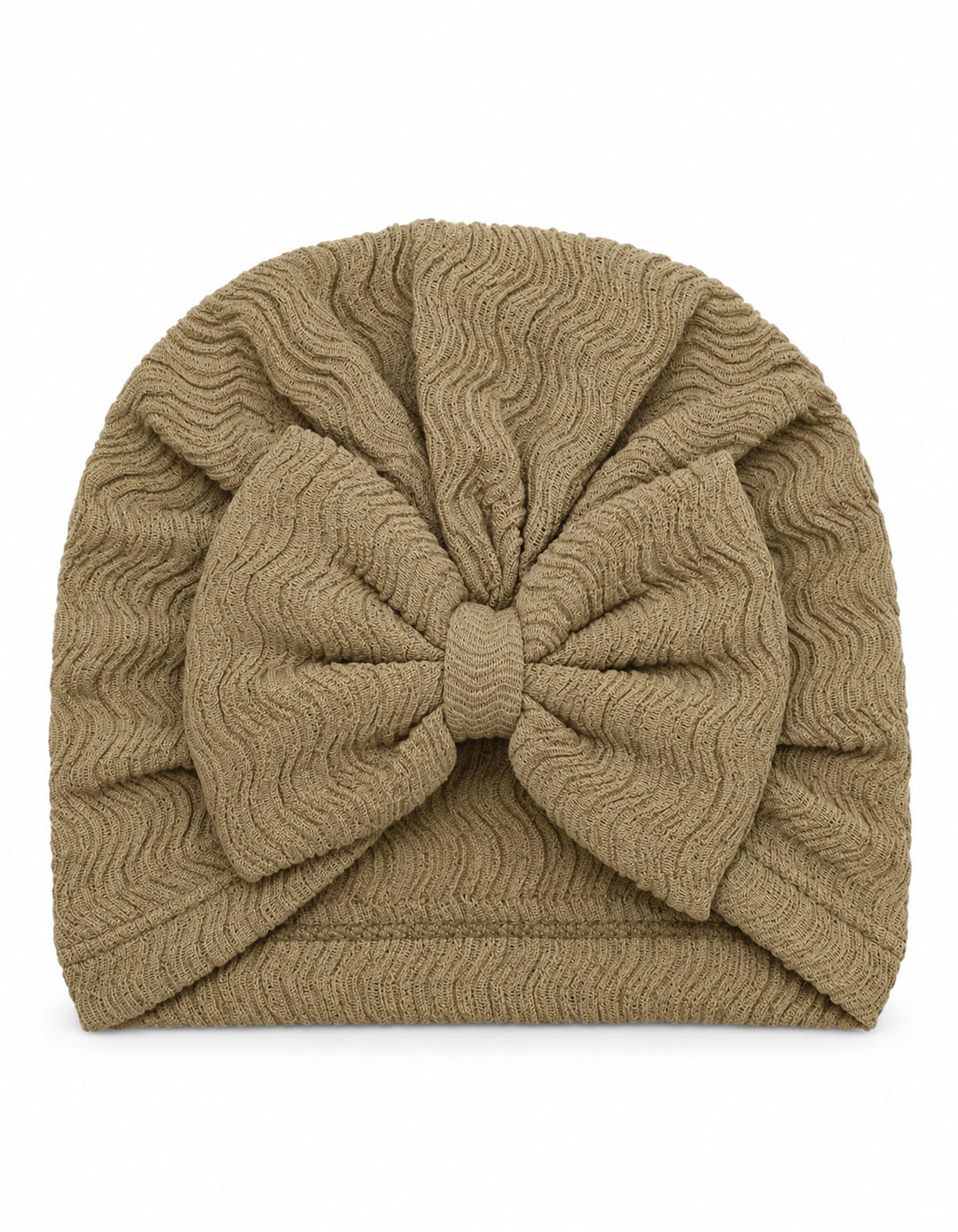 Newborn Girl Turban Cap Bow Olive Green at Zubaidas
