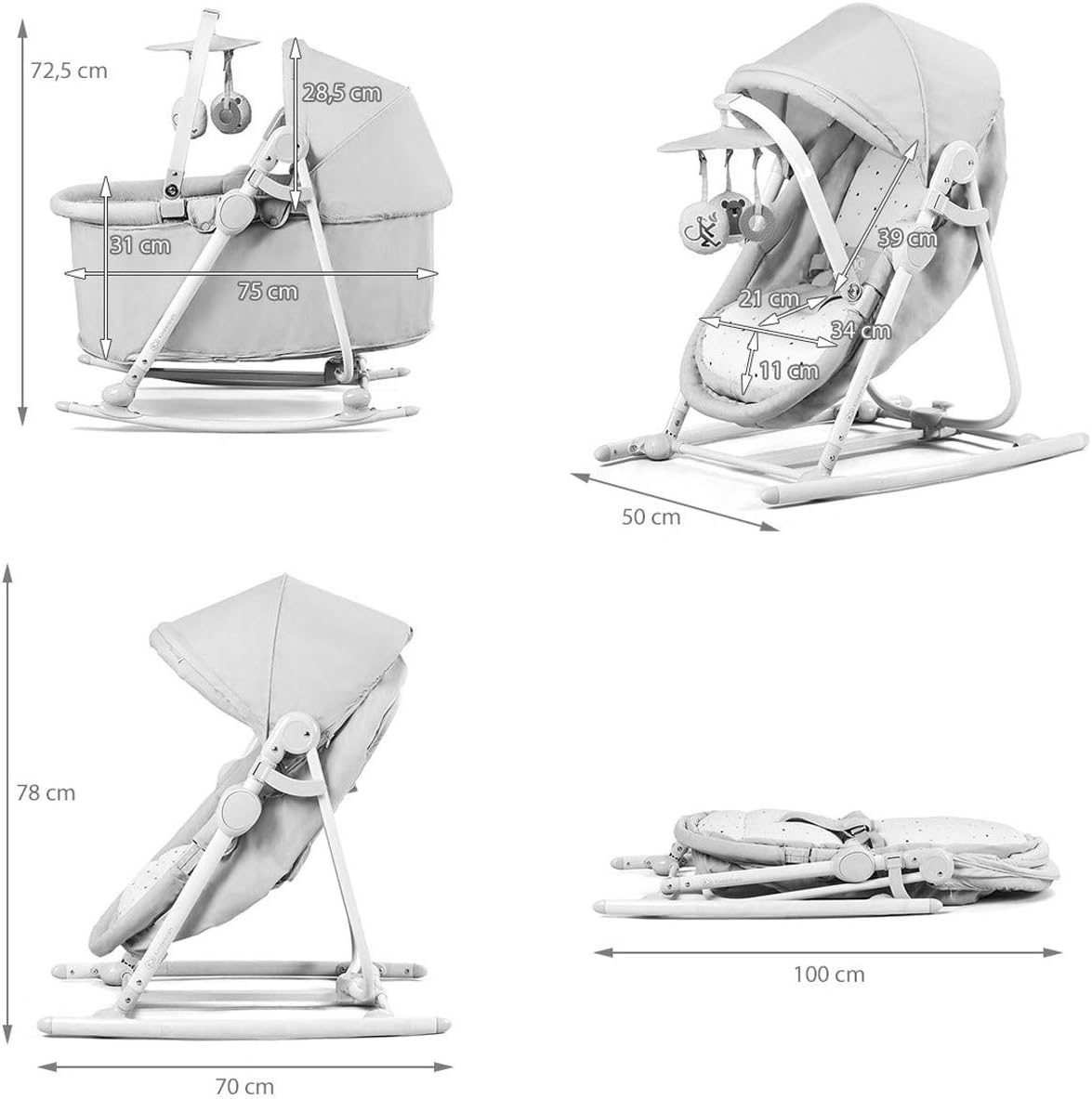 Zubaida's Bambies 5-in-1 Convertible Bassinet, Cradle