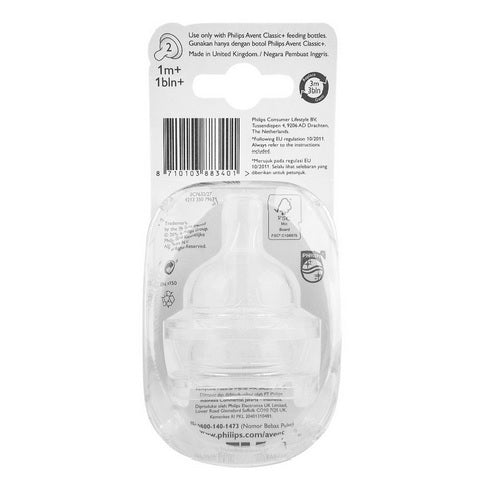 Philips AVENT Teat Slow Flow 1m + 2h PK2 (SCF632/27)