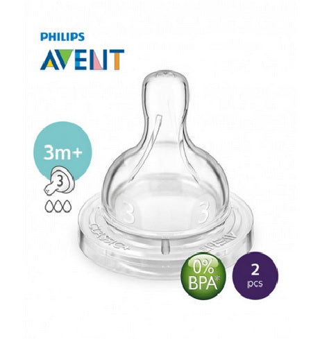 Philips AVENT Teat Medium Flow 3m + 3h PK2 (SCF633/27)