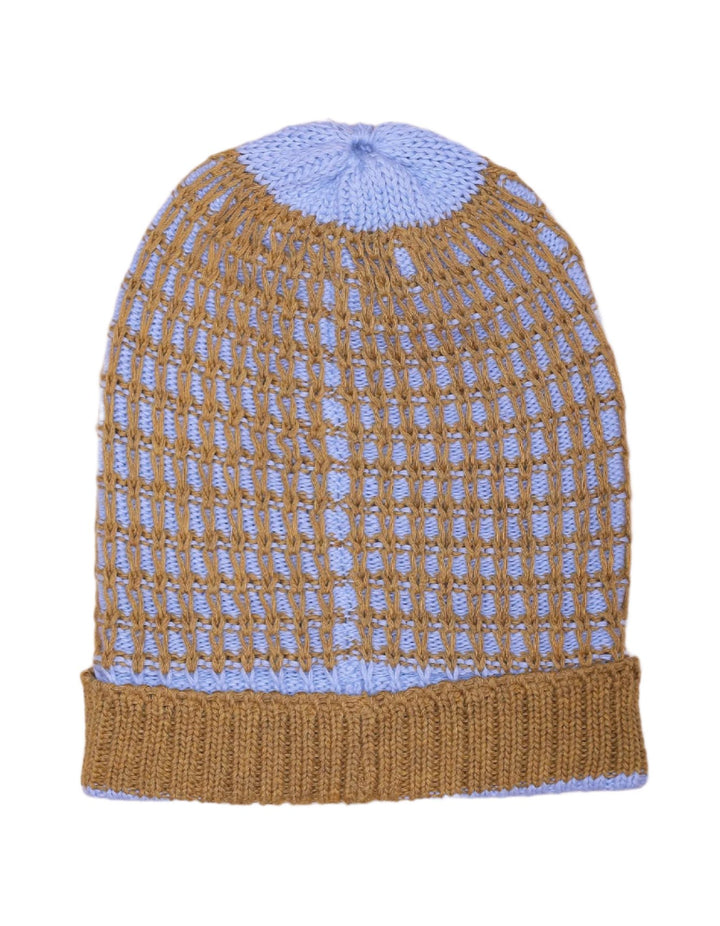 Woolen Checkered Cap Mustard and Light Blue