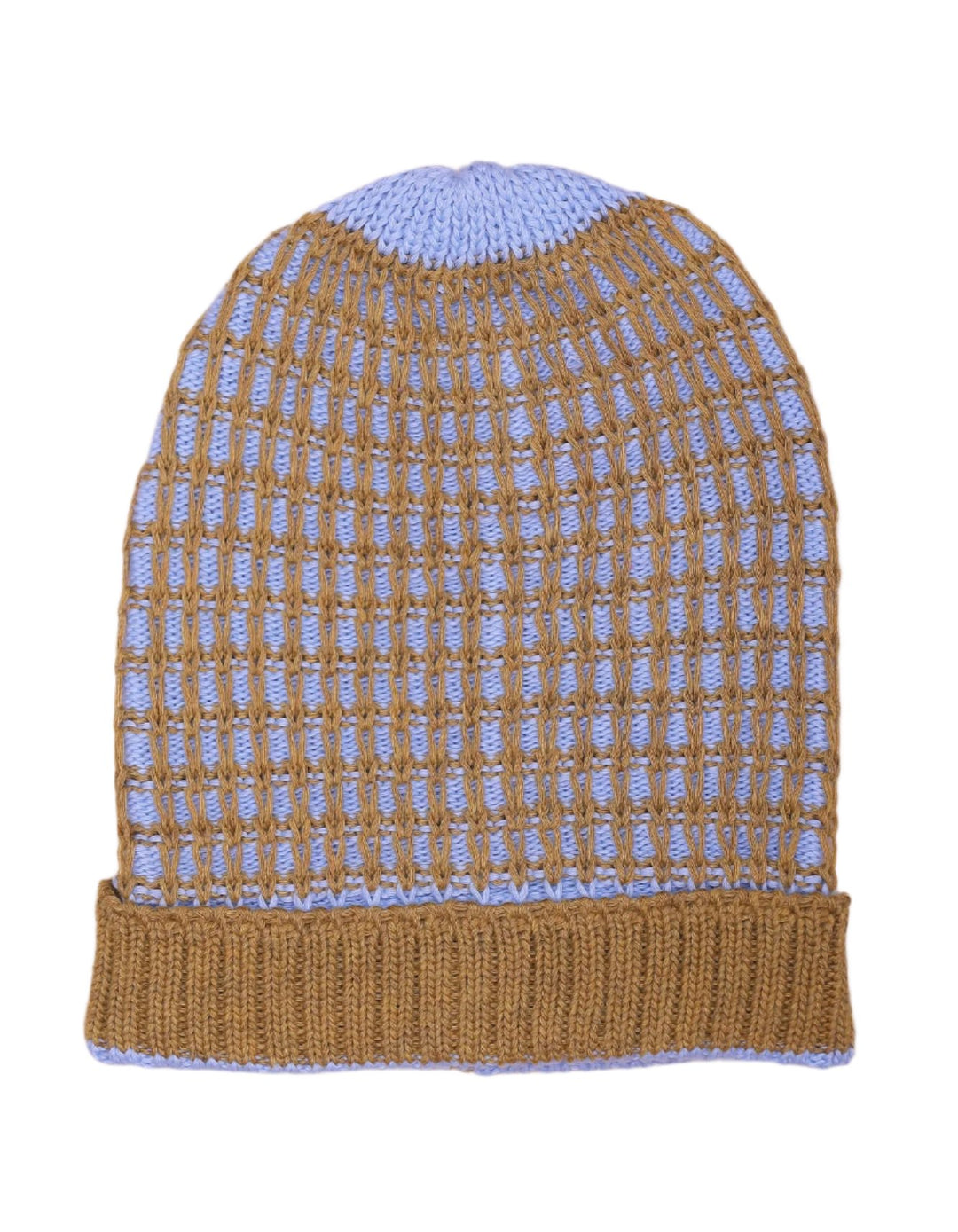 Woolen Checkered Cap Mustard and Light Blue