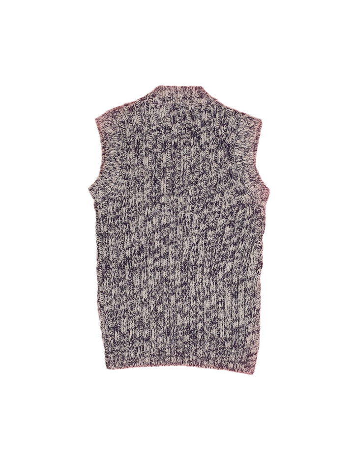 Sleeveless Sweater Black and Beige Knitted