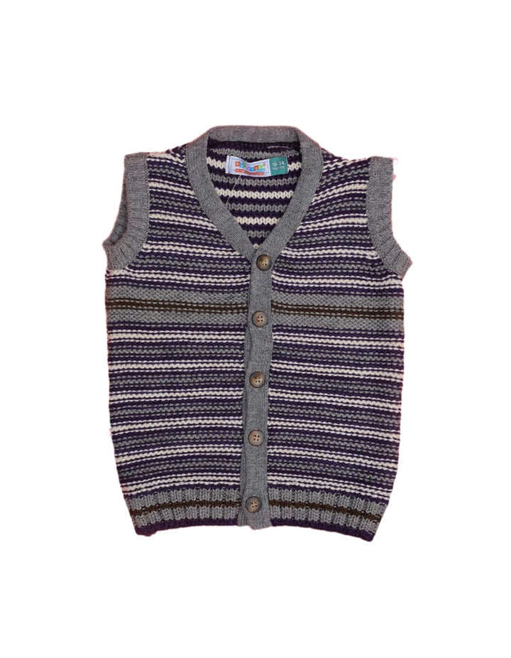 Sleeveless Sweater Gray and Navy Blue Stripes