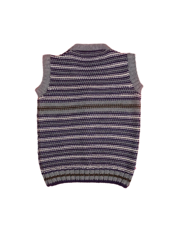 Sleeveless Sweater Gray and Navy Blue Stripes