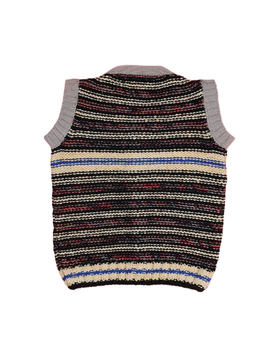 Sleeveless Sweater Gray Cream and Beige Stripes