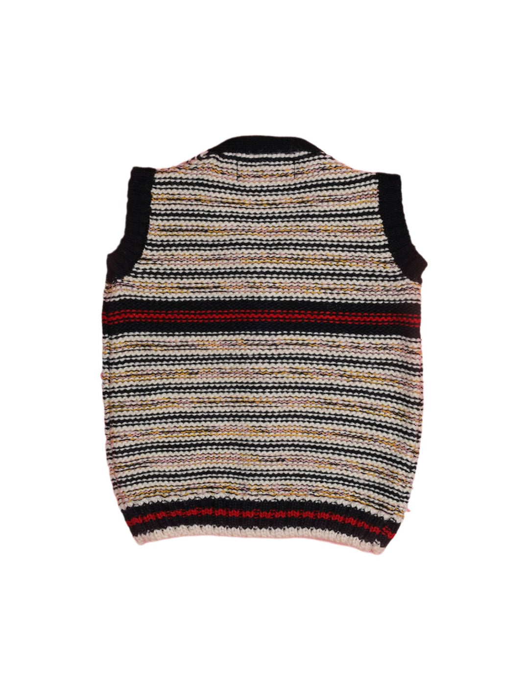 Sleeveless Sweater Beige Yellow and Black Stripes