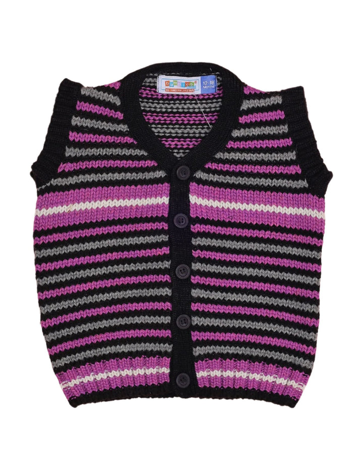 Sleeveless Sweater Black with Multi-Color Stripes